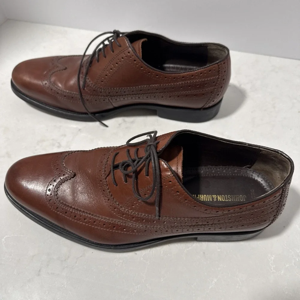 Johnson & Murphy   Wingtip Leather Oxford Brown Size 11 1/2 Excellent